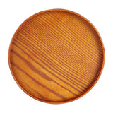 Round Natural Wood Serving Tray Wooden Plate Tea Food Server Dishes Water Drink Platter 24 cm - Side View