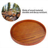 Round Natural Wood Serving Tray Wooden Plate Tea Food Server Dishes Water Drink Platter 24 cm - Extra Image