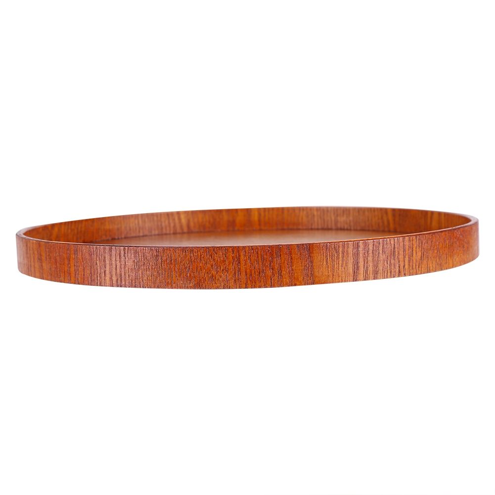 Round Natural Wood Serving Tray Wooden Plate Tea Food Server Dishes Water Drink Platter 27cm