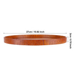Round Natural Wood Serving Tray Wooden Plate Tea Food Server Dishes Water Drink Platter 27cm - Extra Image