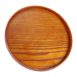 Round Natural Wood Serving Tray Wooden Plate Tea Food Server Dishes Water Drink Platter 33cm - Front View