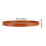 Round Natural Wood Serving Tray Wooden Plate Tea Food Server Dishes Water Drink Platter 33cm