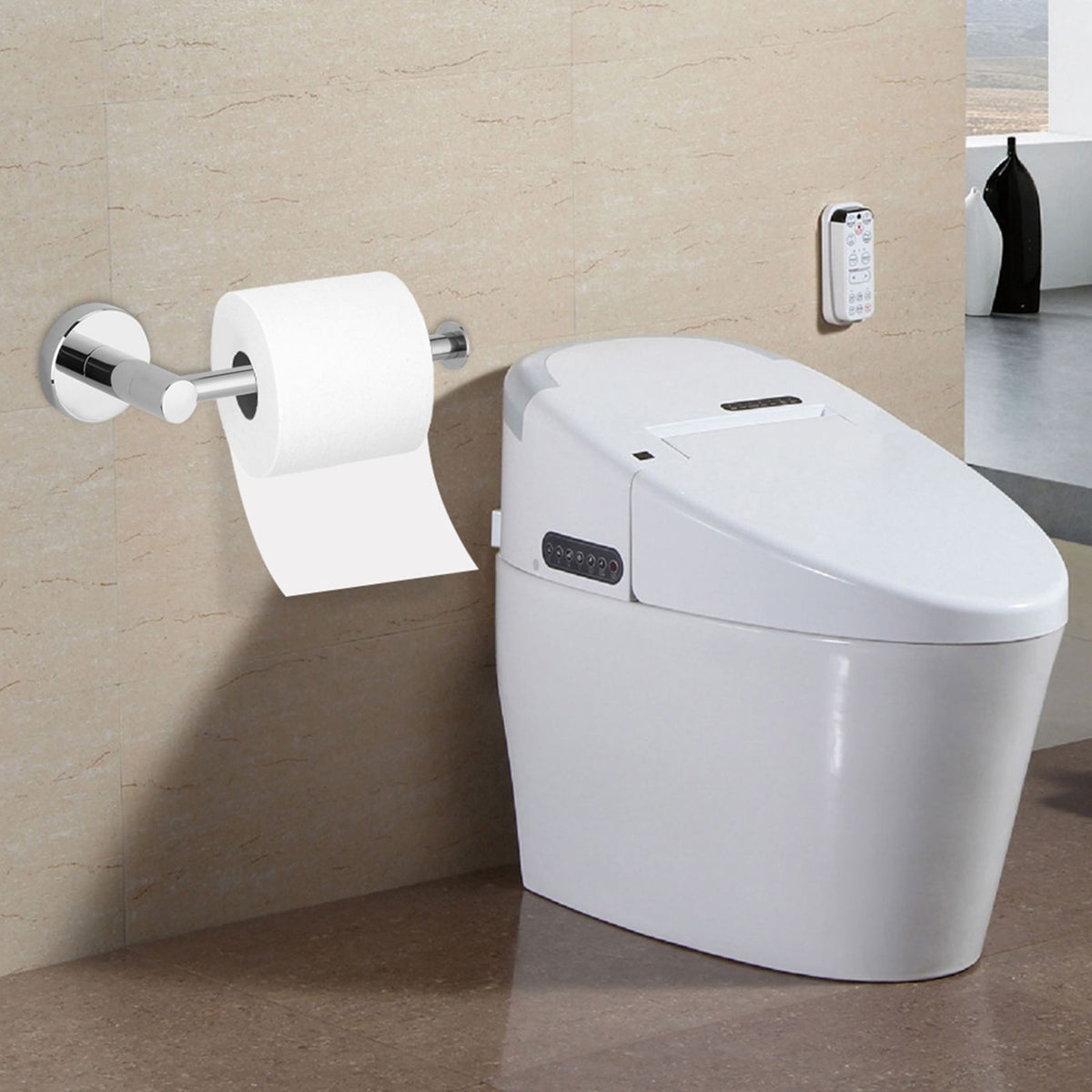 304 Stainless Steel Bathroom Paper Roll Holder Wall Mounted Rack Toilet Accessory Attachment