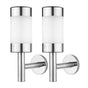 2Pcs Stainless Steel LED Solar Power Wall Mount Light Outdoor Garden Yard Sensor Lamp