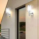 2Pcs Stainless Steel LED Solar Power Wall Mount Light Outdoor Garden Yard Sensor Lamp - Front View
