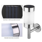 2Pcs Stainless Steel LED Solar Power Wall Mount Light Outdoor Garden Yard Sensor Lamp, Wall Mounted