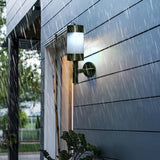2Pcs Stainless Steel LED Solar Power Wall Mount Light Outdoor Garden Yard Sensor Lamp - Close-Up Angle