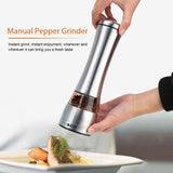 Stainless Steel & Acrylic Manual Salt & Pepper Mill Grinder Kitchen Cooking Tool