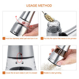 Stainless Steel & Acrylic Manual Salt & Pepper Mill Grinder Kitchen Cooking Tool