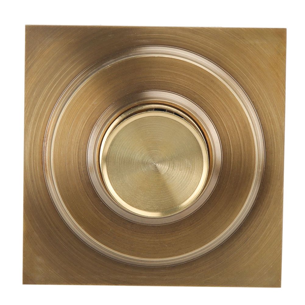 10 x 10 cm Solid Brass Gold Shower Drain Floor Drain Waste Drainer Bathroom Kitchen Balcony