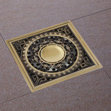 10 x 10 cm Solid Brass Gold Shower Drain Floor Drain Waste Drainer Bathroom Kitchen Balcony