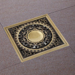 10 x 10 cm Solid Brass Gold Shower Drain Floor Drain Waste Drainer Bathroom Kitchen Balcony