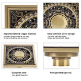 10 x 10 cm Solid Brass Gold Shower Drain Floor Drain Waste Drainer Bathroom Kitchen Balcony - Close-Up Angle