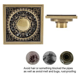 10 x 10 cm Solid Brass Gold Shower Drain Floor Drain Waste Drainer Bathroom Kitchen Balcony - Low Angle