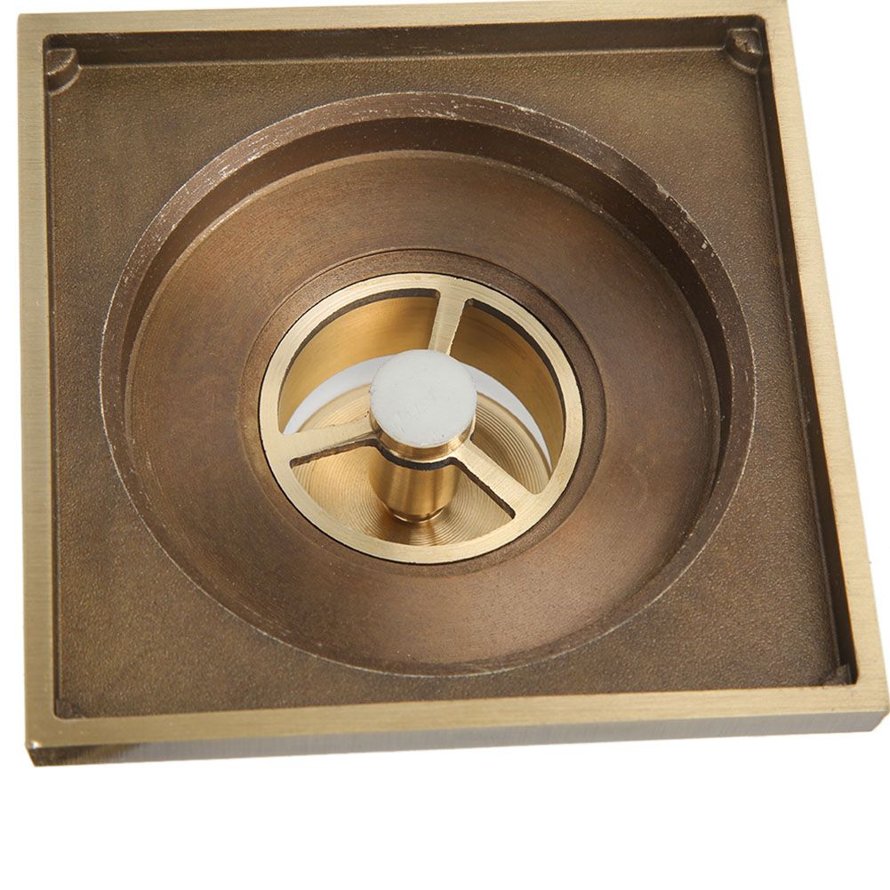 10 x 10 cm Solid Brass Gold Shower Drain Floor Drain Waste Drainer Bathroom Kitchen Balcony