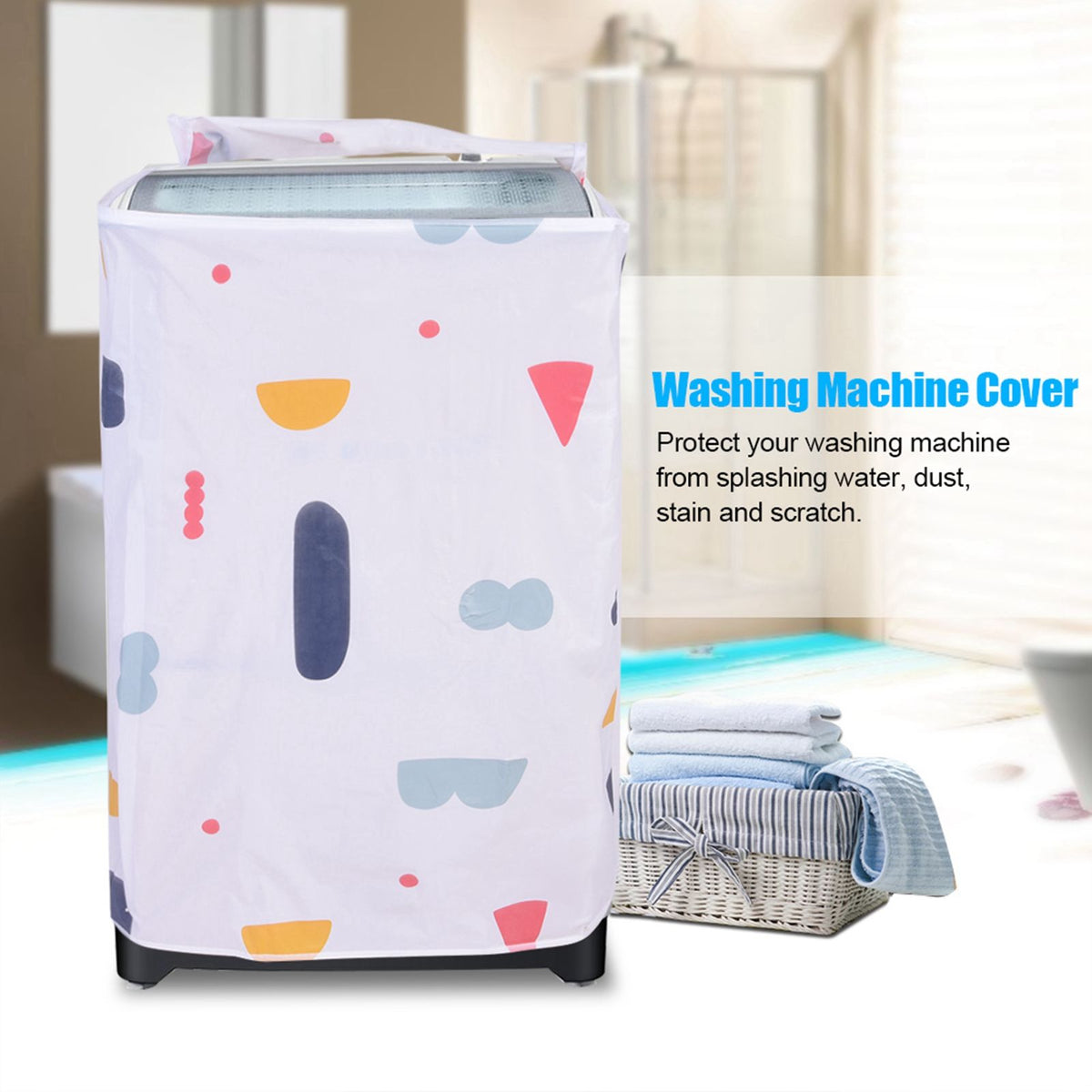 Waterproof Washing Machine Zipped Cover Dust Protection for Top Load Washer Dryer(Top Load)