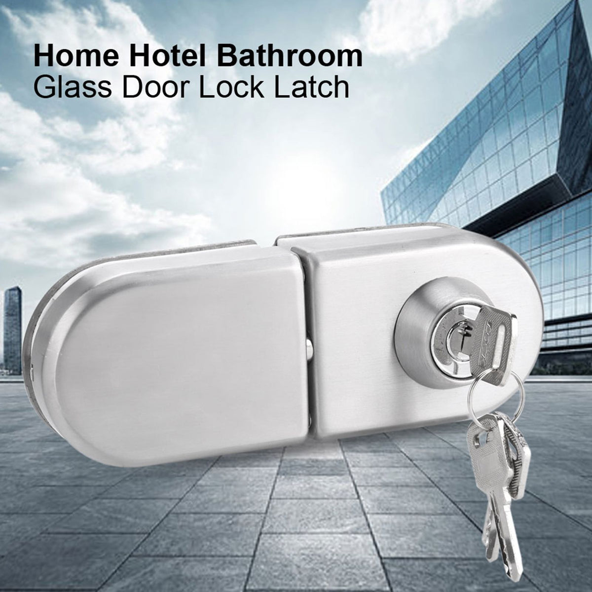 10~12mm Stainless Steel Glass Door Lock with Keys Open/Close Home Hotel Bathroom Use
