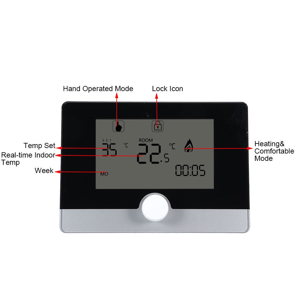 Programmable Thermostat Temperature Controller for Wall hung Boiler Heating System White
