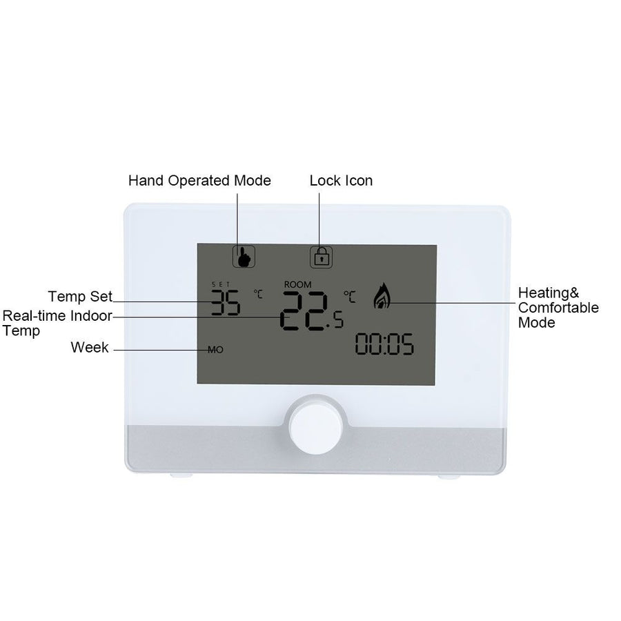 Programmable Thermostat Temperature Controller for Wall hung Boiler Heating System Black