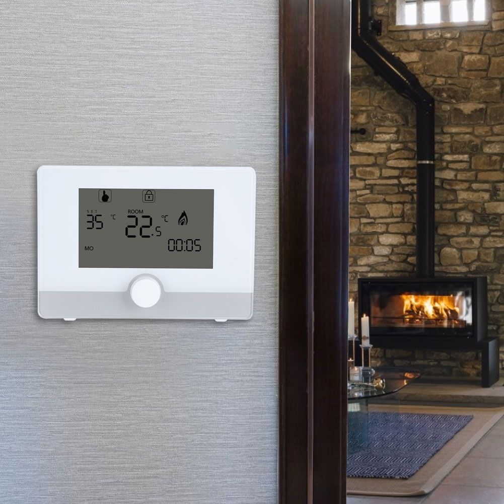 Programmable Thermostat Temperature Controller for Wall hung Boiler Heating System Black