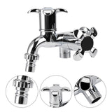 ABS Washing Machine Faucet Sink Basin Water Tap with Double Spout&Handle G1/2 Blossom Handle
