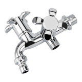 ABS Washing Machine Faucet Sink Basin Water Tap with Double Spout&Handle G1/2 Blossom Handle - Top-Down View
