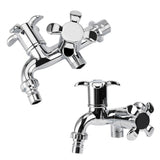 ABS Washing Machine Faucet Sink Basin Water Tap with Double Spout&Handle G1/2 Blossom Handle