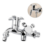 ABS Washing Machine Faucet Sink Basin Water Tap with Double Spout&Handle G1/2 Blossom Handle