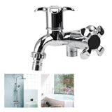 ABS Washing Machine Faucet Sink Basin Water Tap with Double Spout&Handle G1/2 Blossom Handle