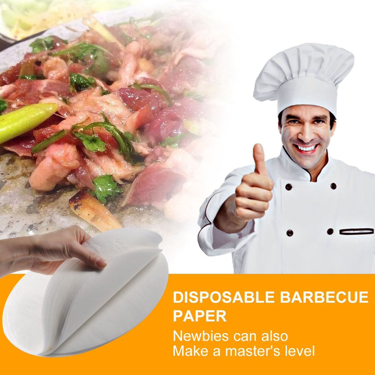 100Pcs Non Stick Round BBQ Paper Baking Sheets 10 Inch Barbecue Tin Foil Paper for Grill Line C