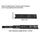 2pcs Mini Short Drawer Slides Furniture Guide Rail Full Extension Kitchen Cupboard Hardware 8in - Rear View