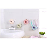Bathroom Wall Mount Strong Suction Cup Toothbrush Holder Organizer 4 Holes (Beige)