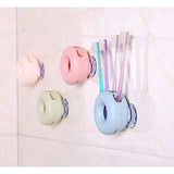 Bathroom Wall Mount Strong Suction Cup Toothbrush Holder Organizer 4 Holes (Beige)