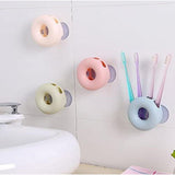Bathroom Wall Mount Strong Suction Cup Toothbrush Holder Organizer 4 Holes (Beige)