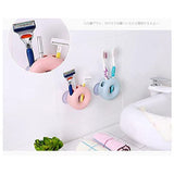 Bathroom Wall Mount Strong Suction Cup Toothbrush Holder Organizer 4 Holes (Beige) - 45-Degree Angle