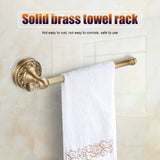 Antique Brass Bathroom Towel Holder Rack Single Pole Bar Clothes Hanger Shelf Wall Mount - Front View