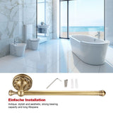 Antique Brass Bathroom Towel Holder Rack Single Pole Bar Clothes Hanger Shelf Wall Mount - Side View