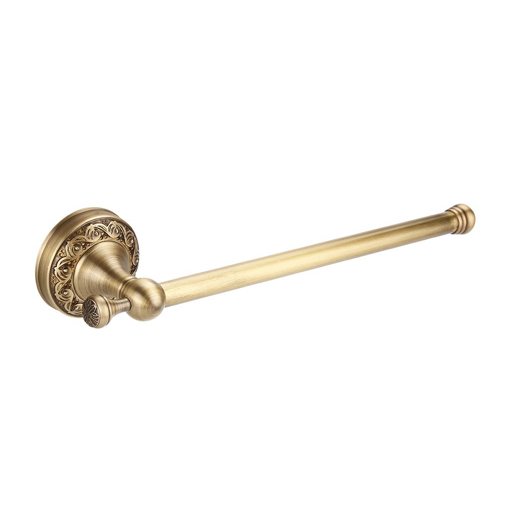 Antique Brass Bathroom Towel Holder Rack Single Pole Bar Clothes Hanger Shelf Wall Mount