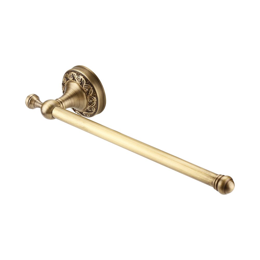 Antique Brass Bathroom Towel Holder Rack Single Pole Bar Clothes Hanger Shelf Wall Mount