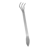 Stainless Steel Root Rake 3-Prong Loosen Soil Bonsai Tree Tools with Ergonomic Handle - Close-Up Angle
