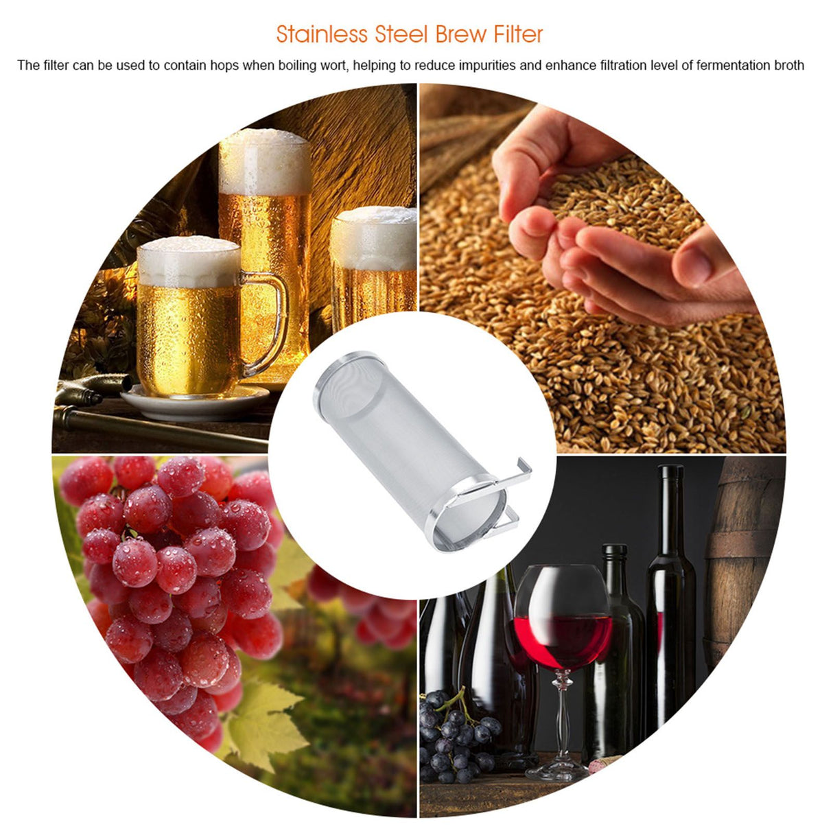 300 Micron Stainless Steel Homemade Brew Beer Hop Mesh Filter Strainer #1 10 x 25.5cm