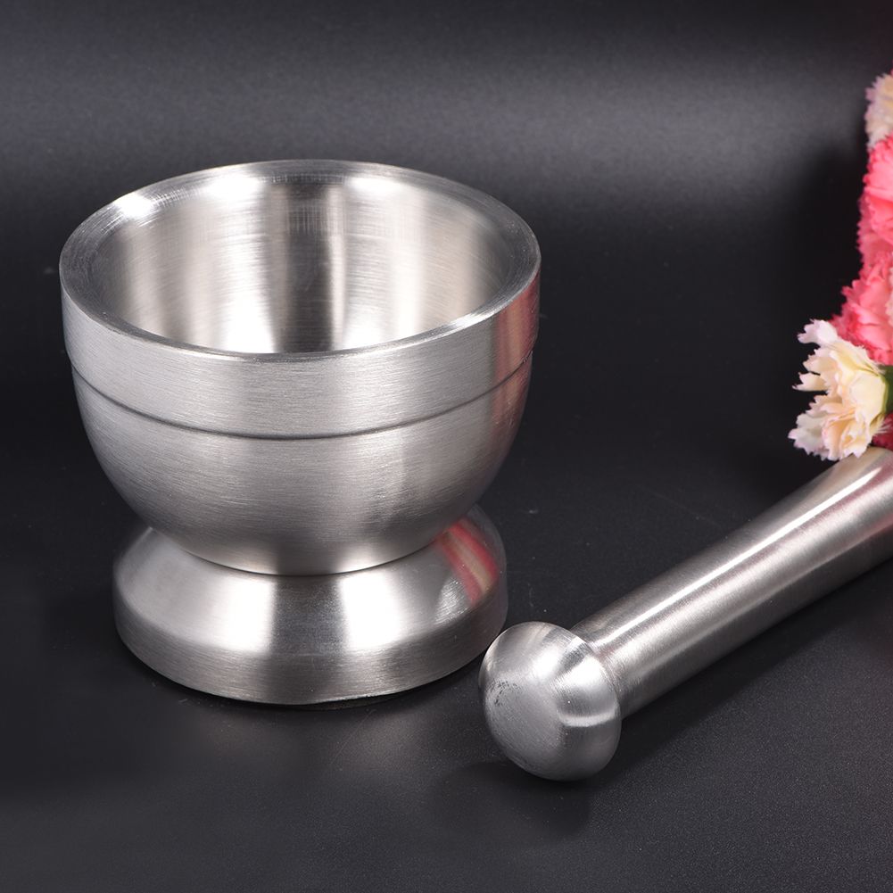 Stainless Steel Mortar and Pestle Mixing Grinding Bowl Set Kitchen Garlic Grinder Tool