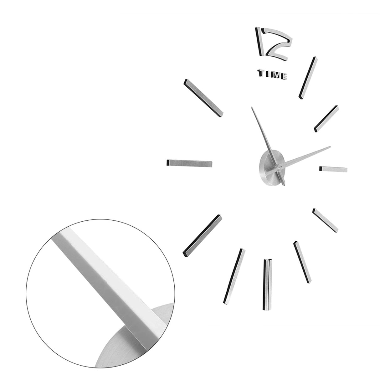 3D Mirror Luxury Modern DIY Large Wall Clock Surface Sticker Room Art Home Office Decor Silver