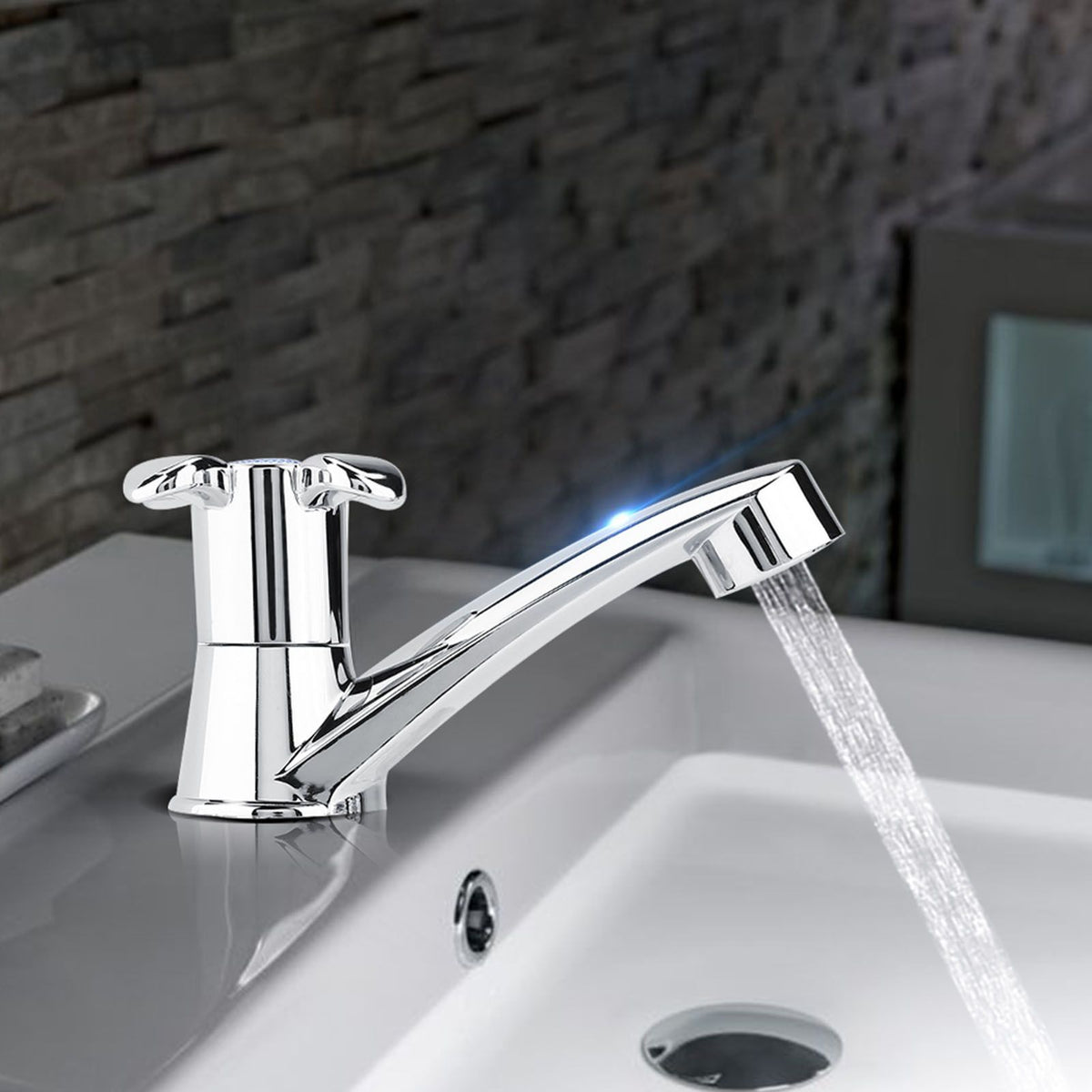 ABS Plastic Single Cold Faucet Water Tap Bathroom Basin Kitchen Sink Accessories(Blossom G1/2)
