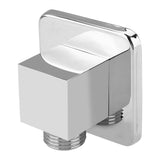 Solid Brass Chrome Finish Square Hand Shower Outlet Elbow Angle Valve Concealed Wall Mounted - Front View