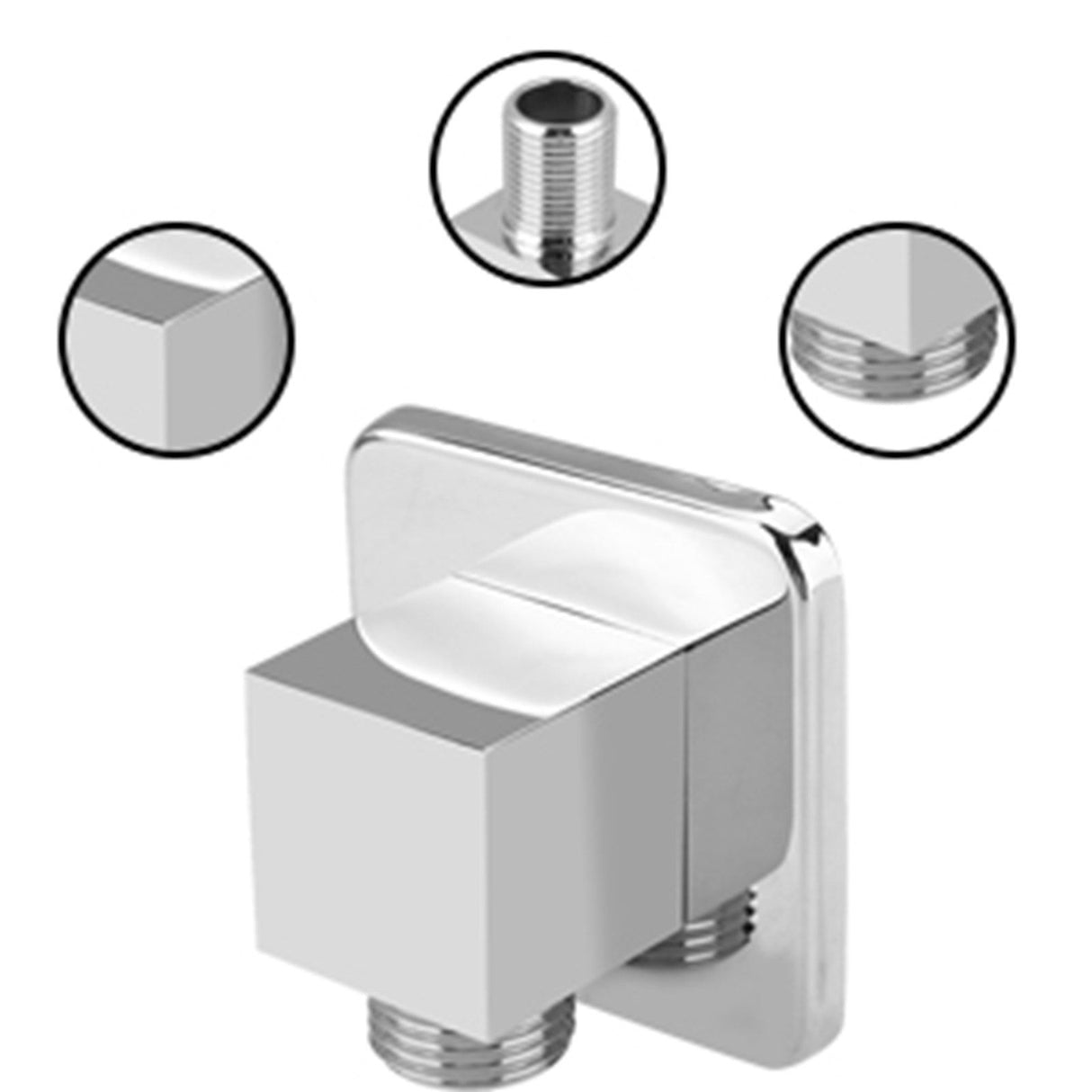 Solid Brass Chrome Finish Square Hand Shower Outlet Elbow Angle Valve Concealed Wall Mounted