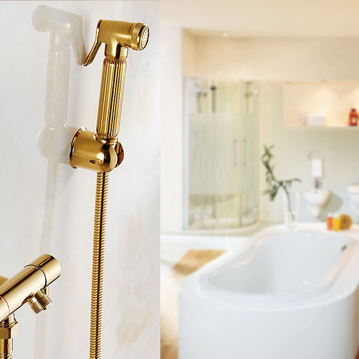 Solid Brass Wall Mount Shower Toilet Bathroom Handheld Bidet Diaper Spray Sprayer Shattaf Kit
