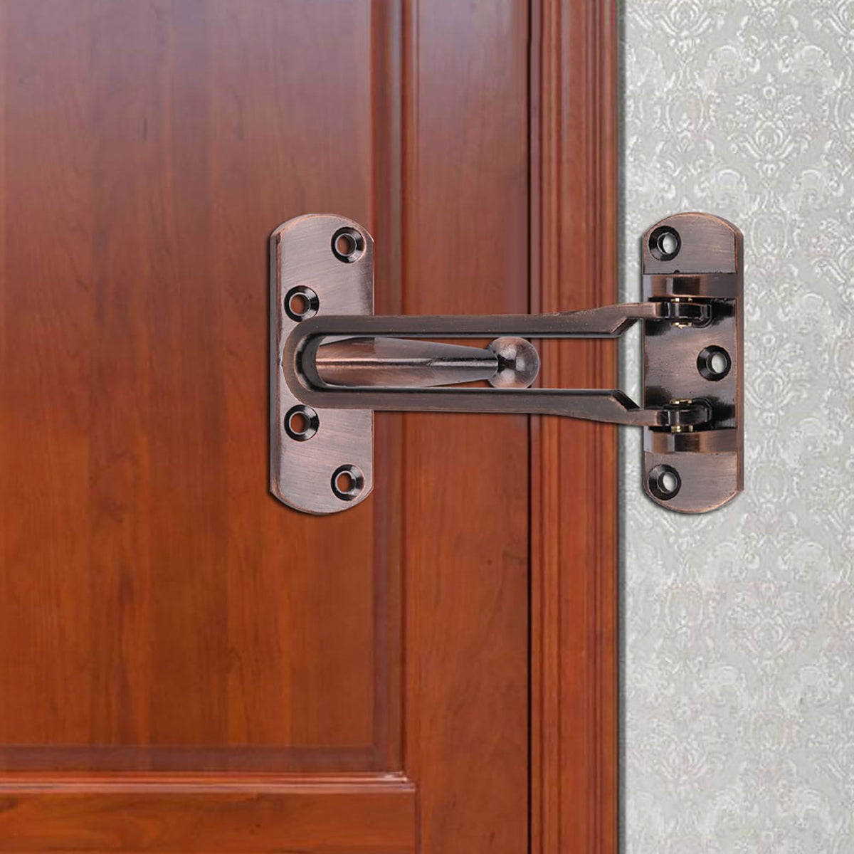 Heavy Duty Zinc Alloy Safety Guard Security Door Lock Latch for Home Hotel Door (Red Bronze)