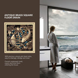 Antique Brass Square Floor Drain with Strainer Bathroom Washroom Drainage Clean Accessories
