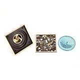 Antique Brass Square Floor Drain with Strainer Bathroom Washroom Drainage Clean Accessories - Extra Image